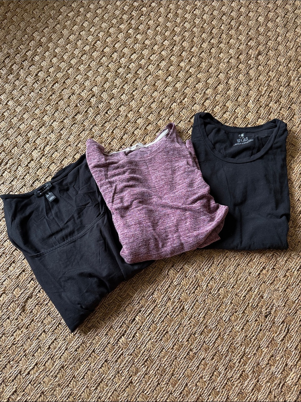 Women’s Black & Heather Mauve Casual Maternity Tops - Bundle of 3